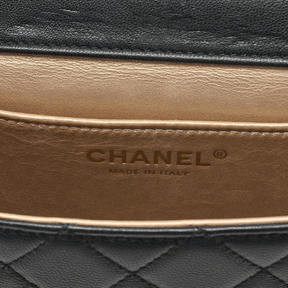 CHANEL Chain Wallet Mini Matelasse Lambskin Fic Pearl X Beads CC Logo Black Gold-Tone Hardware, Pre-Owned