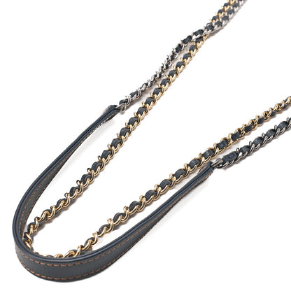 CHANEL Vintage Calf X Denim Gabrielle de Chanel Chain Shoulder Navy Gold X Silver-Tone Hardware, Pre-Owned