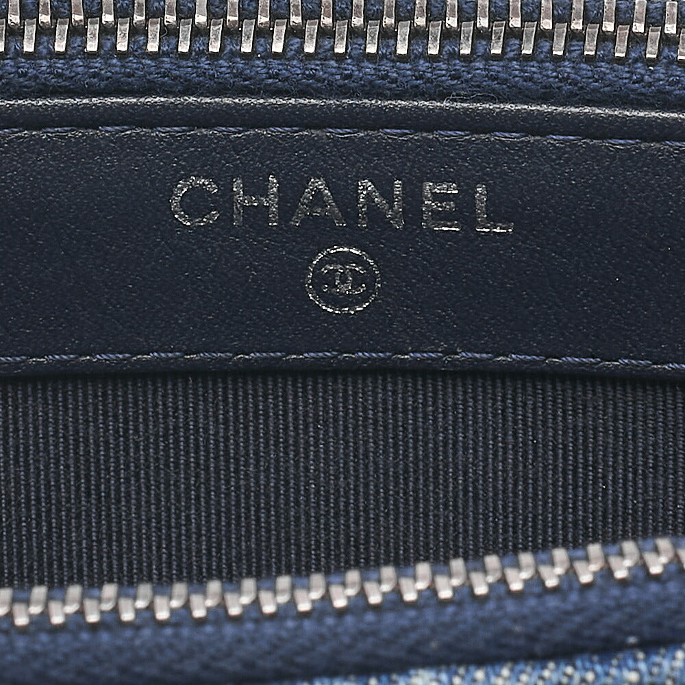 CHANEL Vintage Calf X Denim Gabrielle de Chanel Chain Shoulder Navy Gold X Silver-Tone Hardware, Pre-Owned