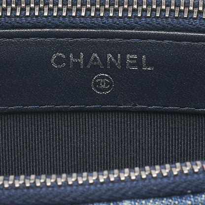 CHANEL Vintage Calf X Denim Gabrielle de Chanel Chain Shoulder Navy Gold X Silver-Tone Hardware, Pre-Owned