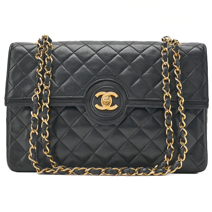 CHANEL Matelasse Circle Coco Lambskin Chain Shoulder Black Gold-Tone Hardware, Pre-Owned
