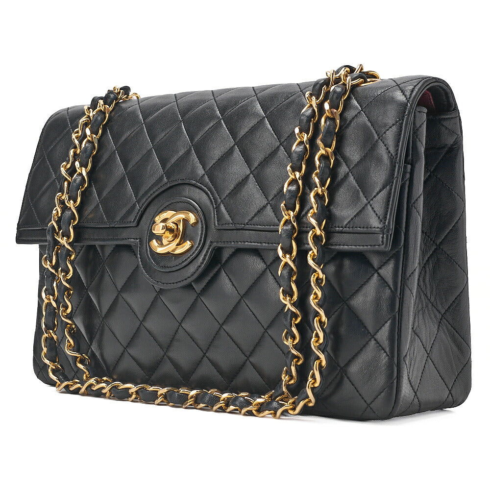 CHANEL Matelasse Circle Coco Lambskin Chain Shoulder Black Gold-Tone Hardware, Pre-Owned