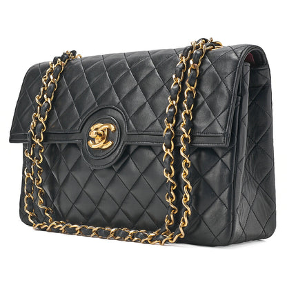 CHANEL Matelasse Circle Coco Lambskin Chain Shoulder Black Gold-Tone Hardware, Pre-Owned