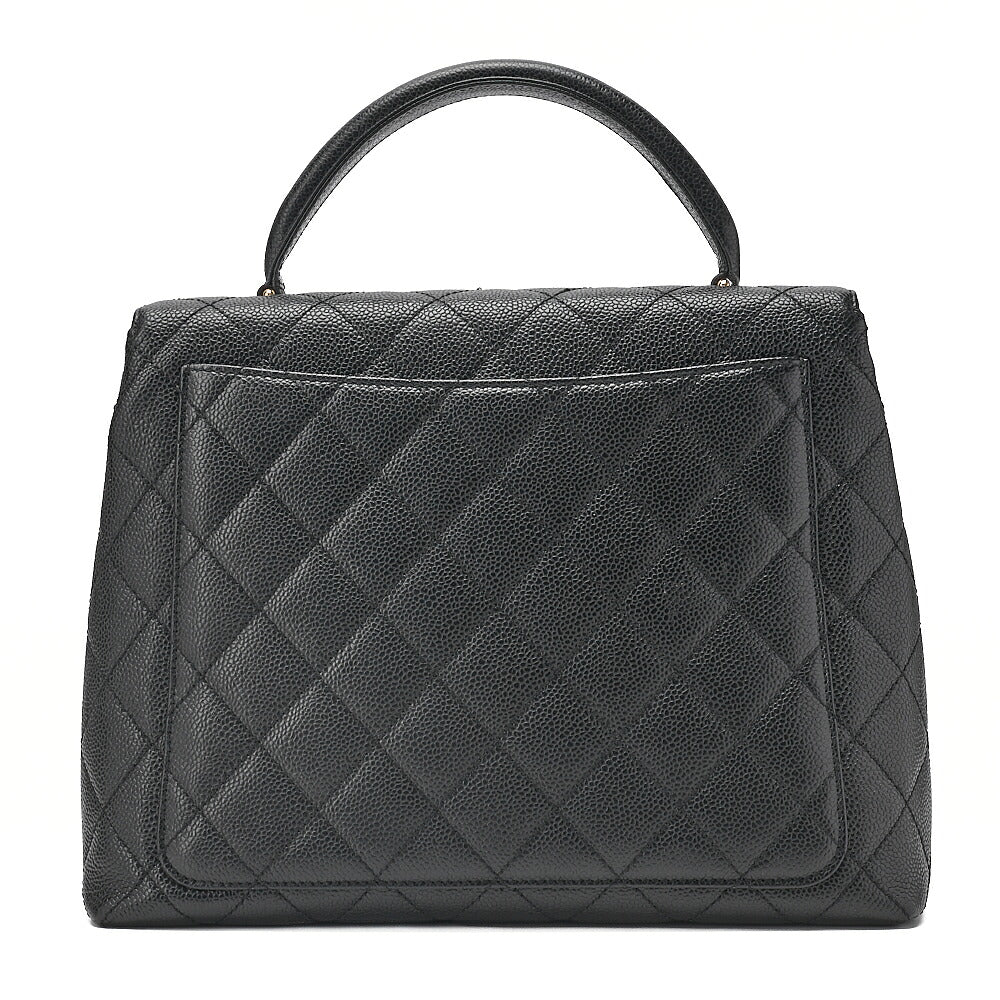CHANEL Handbag Matelasse Turnlock Kelly Shape Caviar Skin Black Gold-Tone Hardware, Pre-Owned