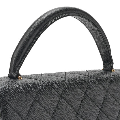 CHANEL Handbag Matelasse Turnlock Kelly Shape Caviar Skin Black Gold-Tone Hardware, Pre-Owned