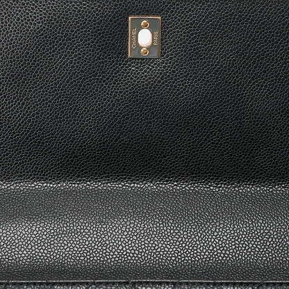 CHANEL Handbag Matelasse Turnlock Kelly Shape Caviar Skin Black Gold-Tone Hardware, Pre-Owned