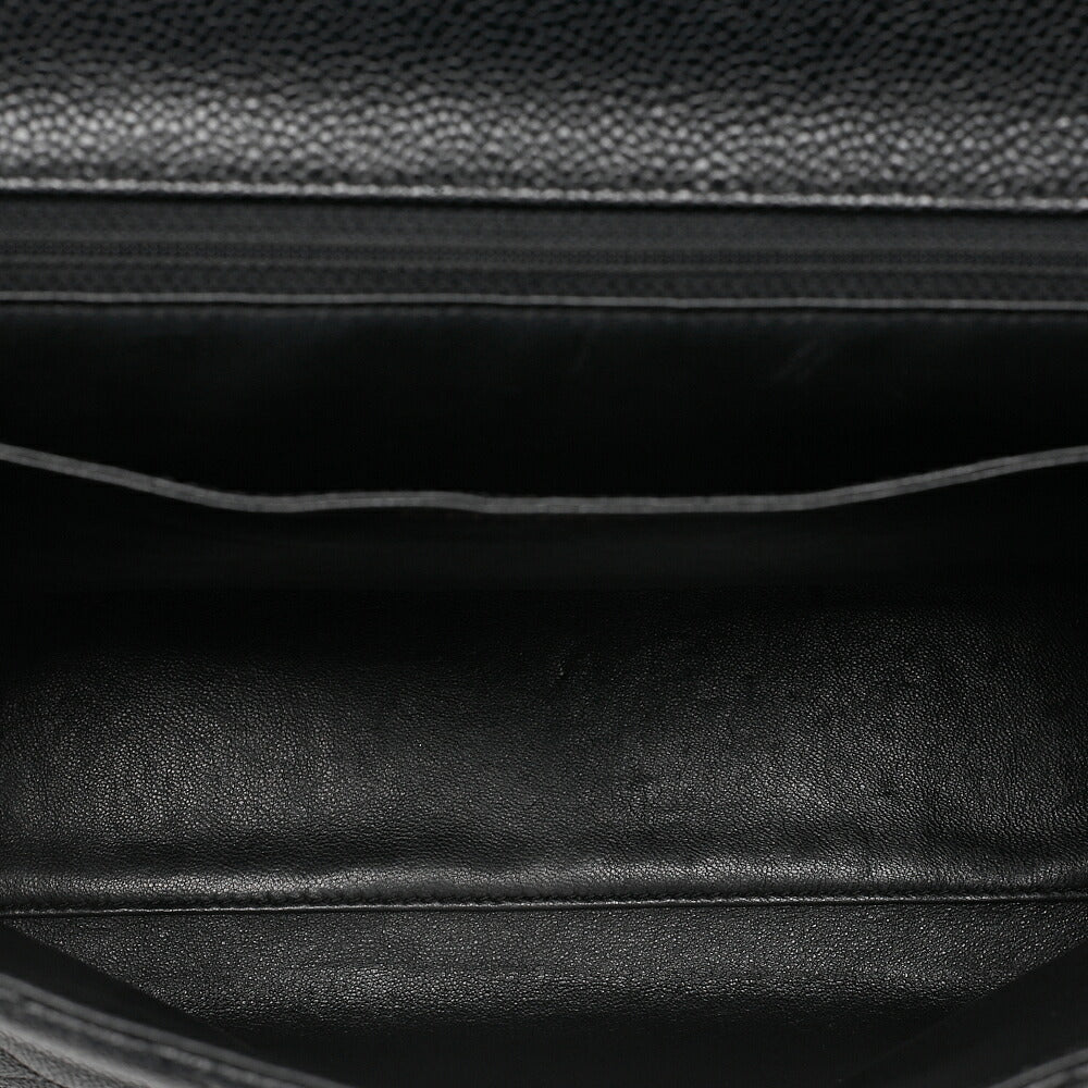 CHANEL Handbag Matelasse Turnlock Kelly Shape Caviar Skin Black Gold-Tone Hardware, Pre-Owned