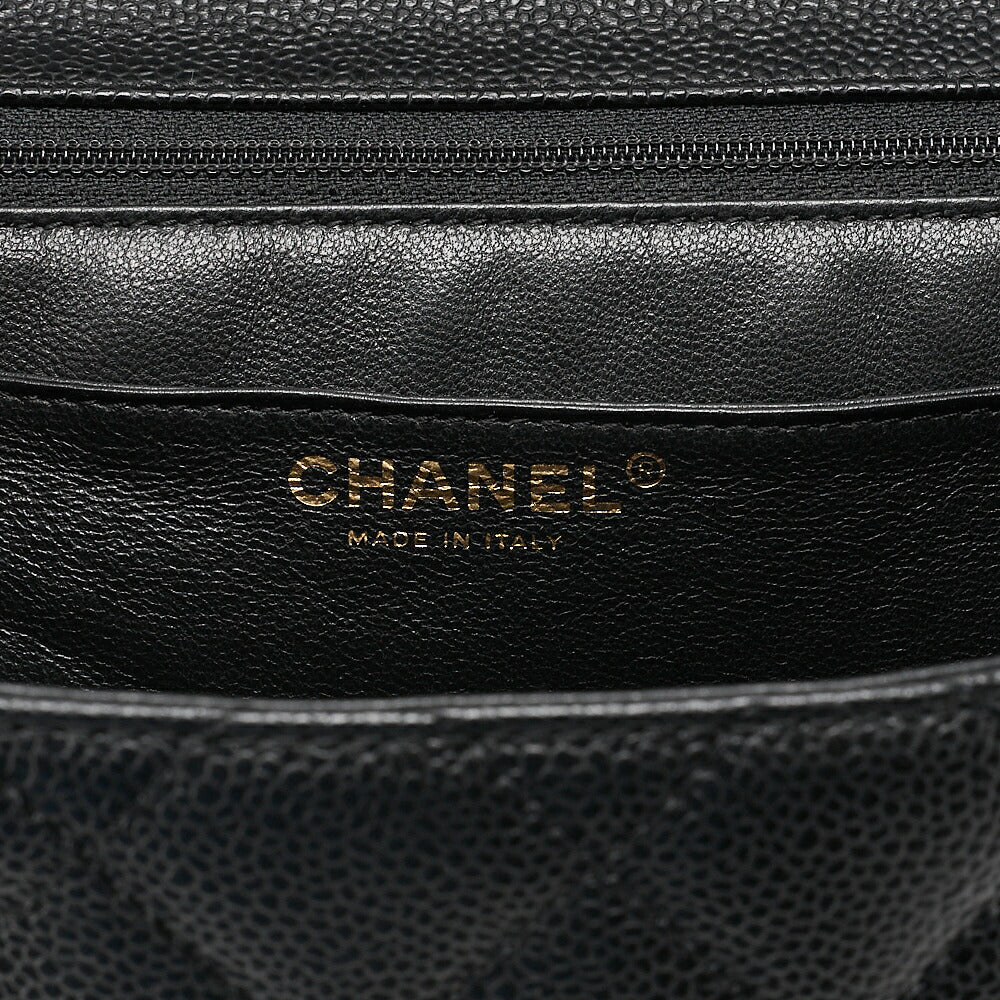 CHANEL Handbag Matelasse Turnlock Kelly Shape Caviar Skin Black Gold-Tone Hardware, Pre-Owned