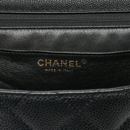 CHANEL Handbag Matelasse Turnlock Kelly Shape Caviar Skin Black Gold-Tone Hardware, Pre-Owned