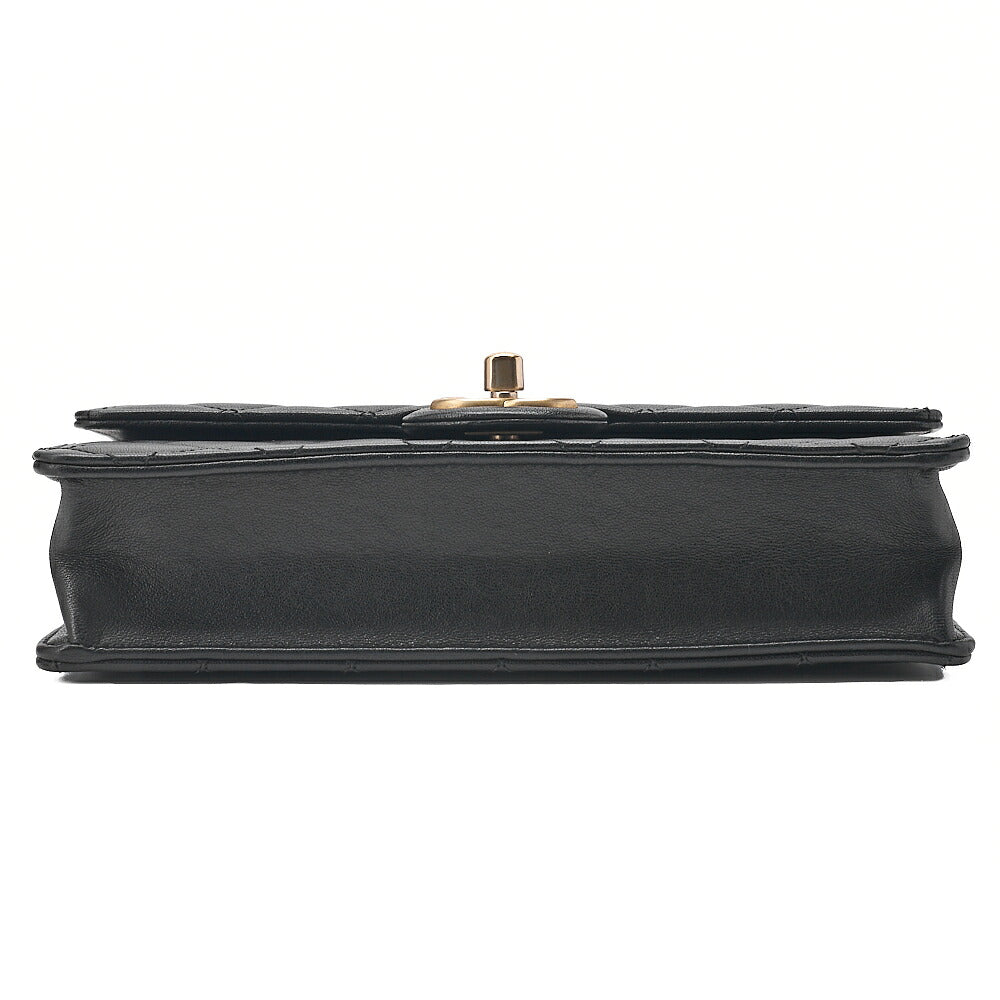 CHANEL Chain Wallet Matelasse Fic Pearl Lambskin Black Gold-Tone Hardware, Pre-Owned