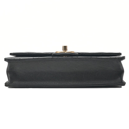 CHANEL Chain Wallet Matelasse Fic Pearl Lambskin Black Gold-Tone Hardware, Pre-Owned