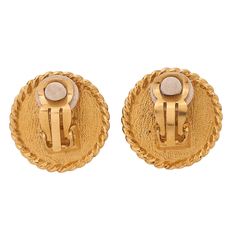 CHANEL Coco Mark 96P Earrings GP Black X Gold Gold-Tone Hardware, Pre-Owned