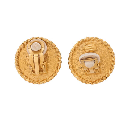 CHANEL Coco Mark 96P Earrings GP Black X Gold Gold-Tone Hardware, Pre-Owned