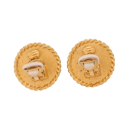 CHANEL Coco Mark 96P Earrings GP Black X Gold Gold-Tone Hardware, Pre-Owned