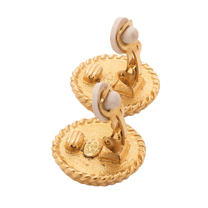 CHANEL Coco Mark 96P Earrings GP Black X Gold Gold-Tone Hardware, Pre-Owned
