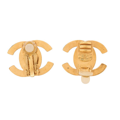 CHANEL Coco Mark Turnlock 95A Earrings GP Gold (Gold Plated)Gold -Tone Hardware, Pre-Owned