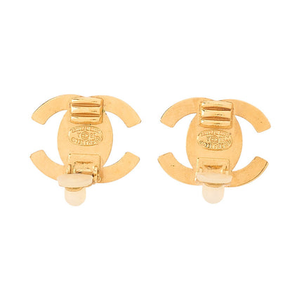 CHANEL Coco Mark Turnlock 95A Earrings GP Gold (Gold Plated)Gold -Tone Hardware, Pre-Owned
