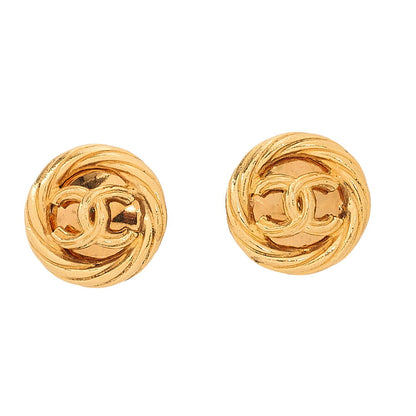CHANEL Coco Mark 93P Earrings GP Gold (Gold Plated)Gold -Tone Hardware, Pre-Owned
