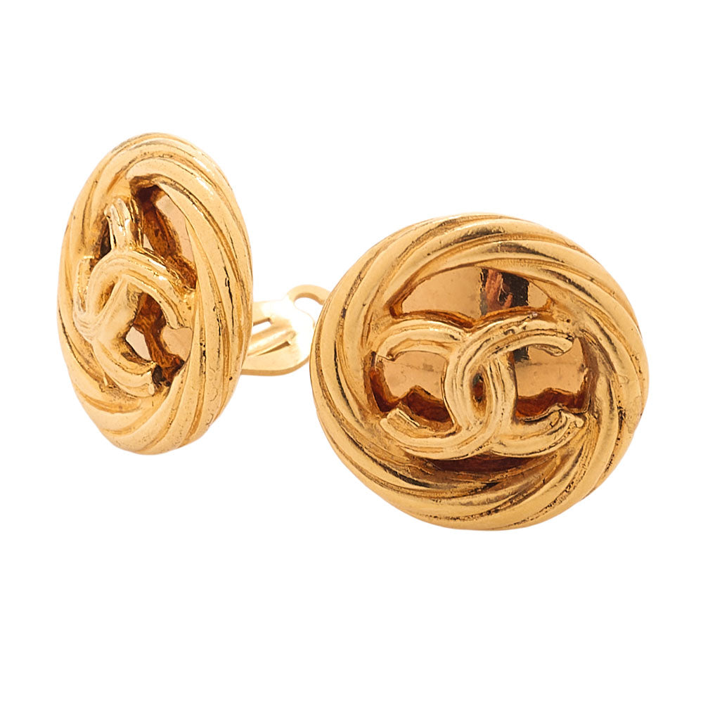 CHANEL Coco Mark 93P Earrings GP Gold (Gold Plated)Gold -Tone Hardware, Pre-Owned