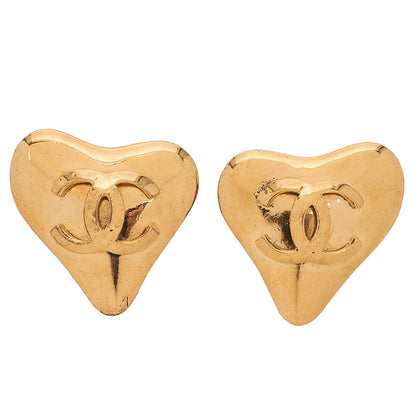 CHANEL Coco Mark Heart-Shaped 93P Earrings GP Gold (Gold Plated)Gold-Tone Hardware, Pre-Owned