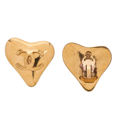 CHANEL Coco Mark Heart-Shaped 93P Earrings GP Gold (Gold Plated)Gold-Tone Hardware, Pre-Owned