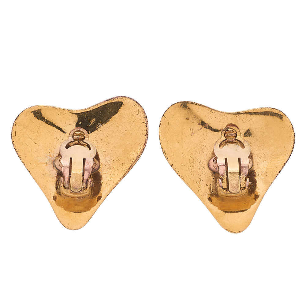 CHANEL Coco Mark Heart-Shaped 93P Earrings GP Gold (Gold Plated)Gold-Tone Hardware, Pre-Owned