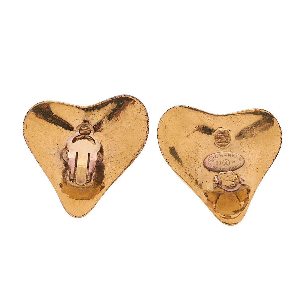 CHANEL Coco Mark Heart-Shaped 93P Earrings GP Gold (Gold Plated)Gold-Tone Hardware, Pre-Owned