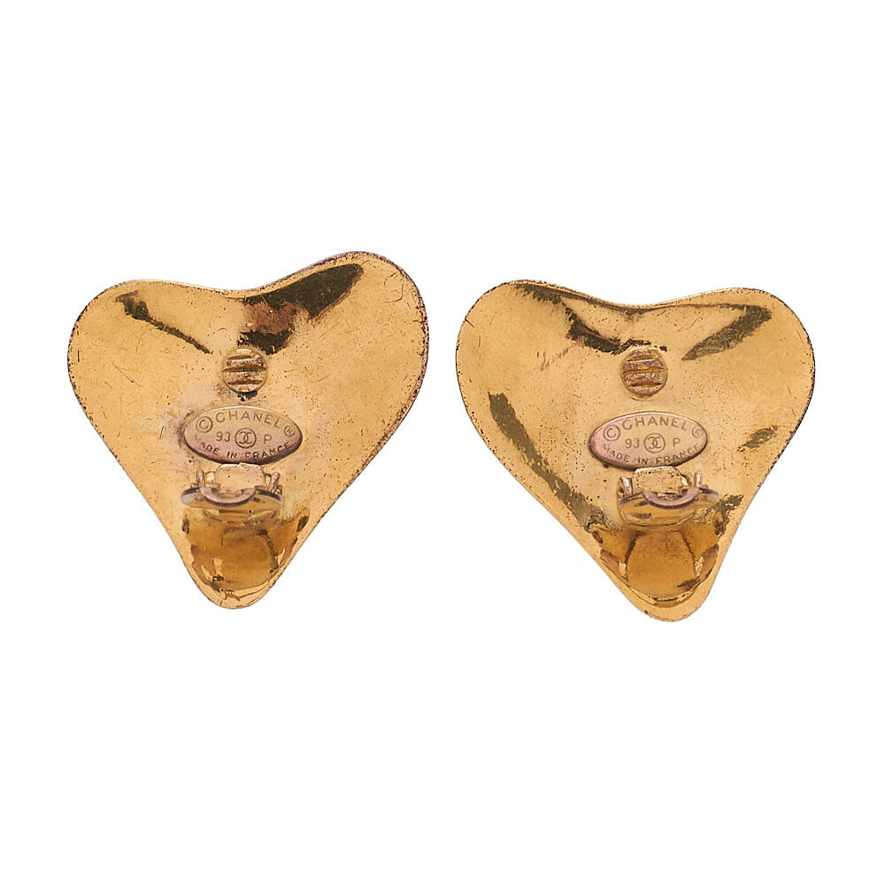 CHANEL Coco Mark Heart-Shaped 93P Earrings GP Gold (Gold Plated)Gold-Tone Hardware, Pre-Owned
