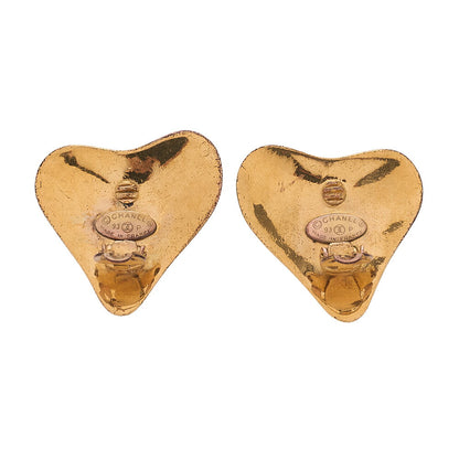 CHANEL Coco Mark Heart-Shaped 93P Earrings GP Gold (Gold Plated)Gold-Tone Hardware, Pre-Owned