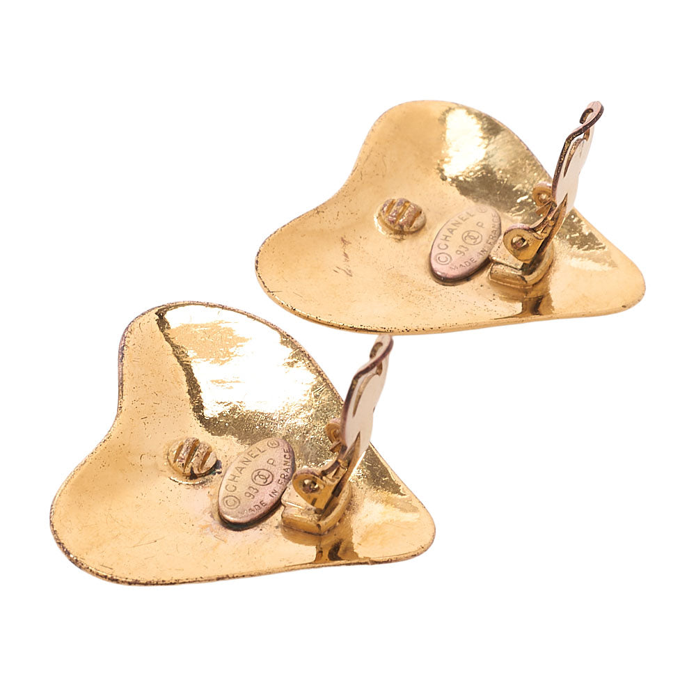 CHANEL Coco Mark Heart-Shaped 93P Earrings GP Gold (Gold Plated)Gold-Tone Hardware, Pre-Owned