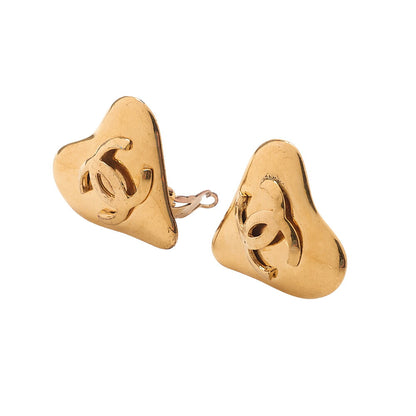 CHANEL Coco Mark Heart-Shaped 93P Earrings GP Gold (Gold Plated)Gold-Tone Hardware, Pre-Owned