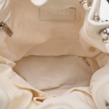 CHANEL Canvas Lapousa Coco Charm Drawstring Handbag Bicolor Silver-Tone Hardware, Pre-Owned