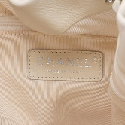 CHANEL Canvas Lapousa Coco Charm Drawstring Handbag Bicolor Silver-Tone Hardware, Pre-Owned