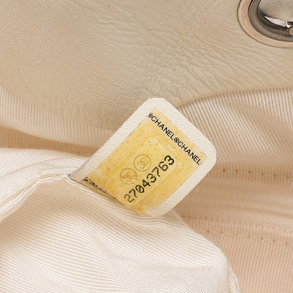 CHANEL Canvas Lapousa Coco Charm Drawstring Handbag Bicolor Silver-Tone Hardware, Pre-Owned