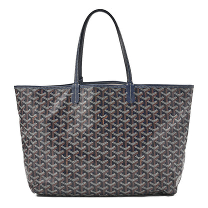 GOYARD Saint Louis PM Tote Bag Coated Canvas Navy Silver-Tone Hardware, Pre-Owned