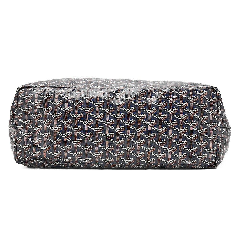 GOYARD Saint Louis PM Tote Bag Coated Canvas Navy Silver-Tone Hardware, Pre-Owned