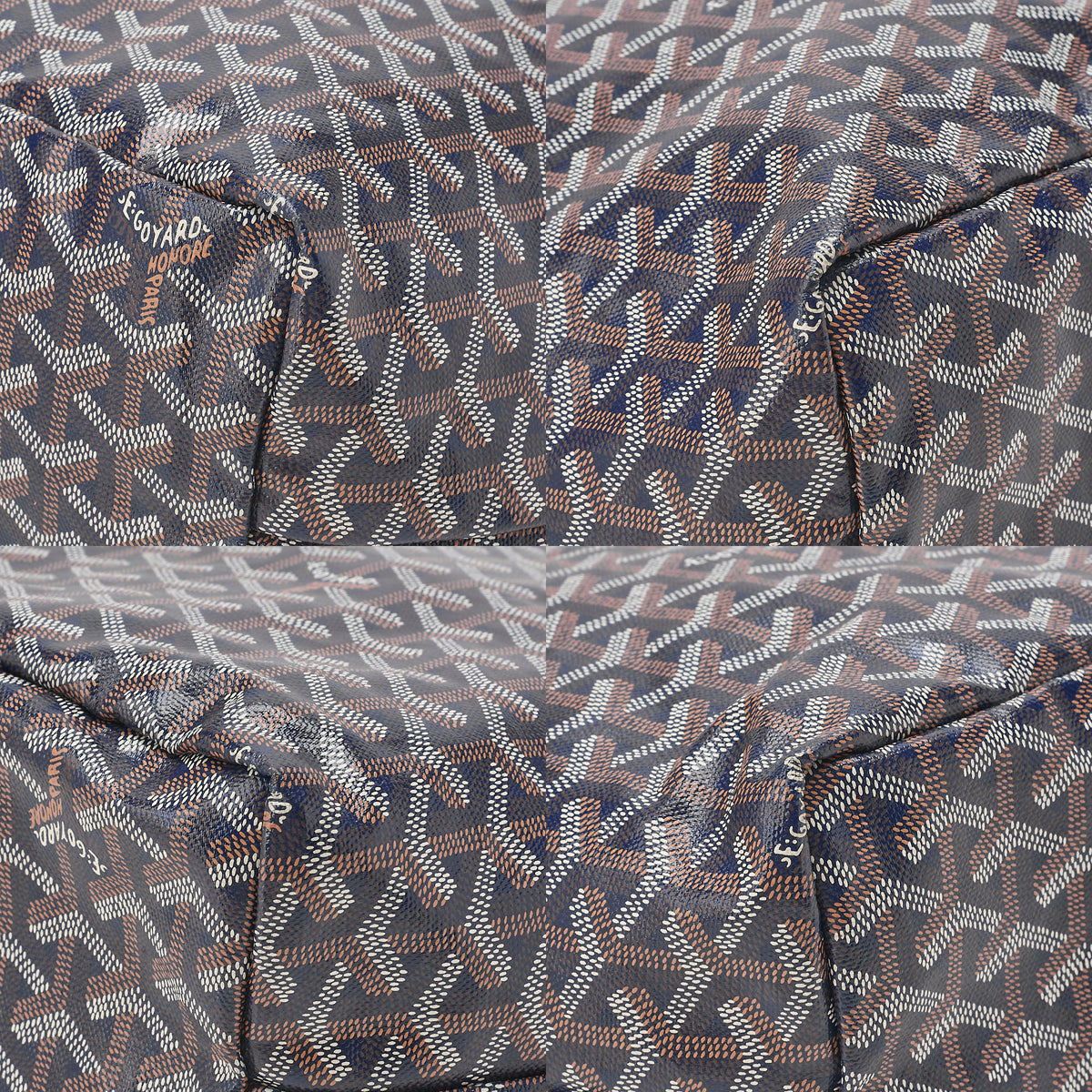 GOYARD Saint Louis PM Tote Bag Coated Canvas Navy Silver-Tone Hardware, Pre-Owned