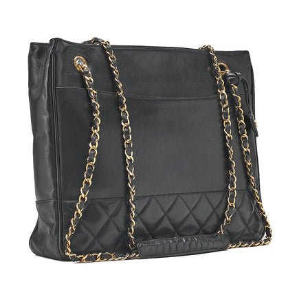 CHANEL Matelasse Double Chain Shoulder with Pull Charm Lambskin Black Gold-Tone Hardware, Pre-Owned
