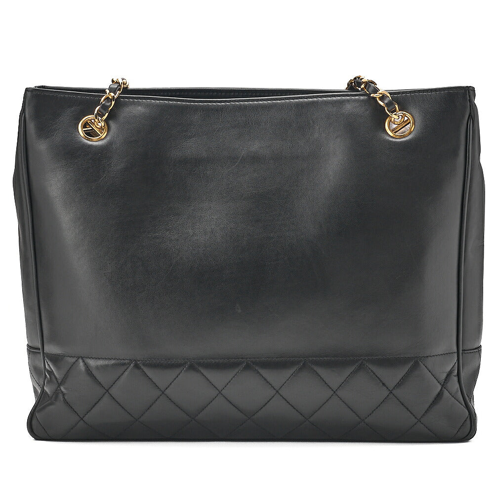 CHANEL Matelasse Double Chain Shoulder with Pull Charm Lambskin Black Gold-Tone Hardware, Pre-Owned