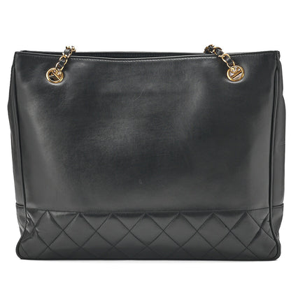 CHANEL Matelasse Double Chain Shoulder with Pull Charm Lambskin Black Gold-Tone Hardware, Pre-Owned