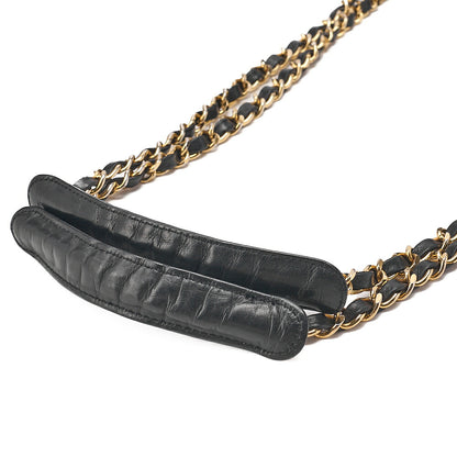 CHANEL Matelasse Double Chain Shoulder with Pull Charm Lambskin Black Gold-Tone Hardware, Pre-Owned