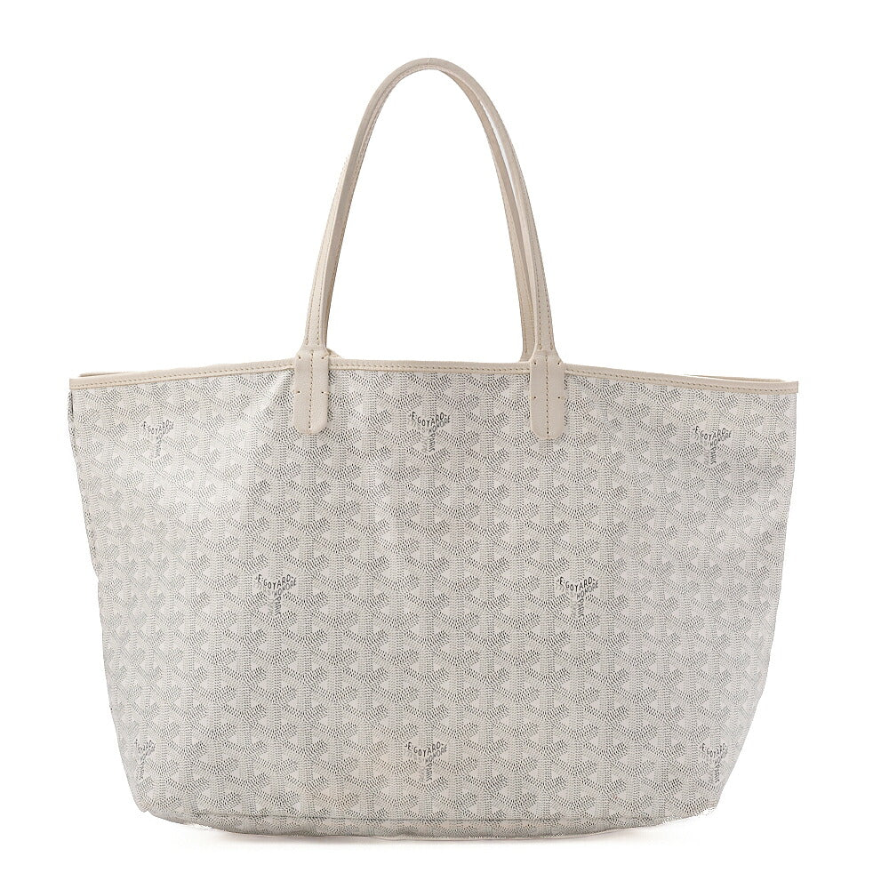GOYARD Saint-Louis PM Tote Bag Coated Canvas White Silver-Tone Hardware, Pre-Owned