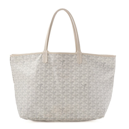 GOYARD Saint-Louis PM Tote Bag Coated Canvas White Silver-Tone Hardware, Pre-Owned