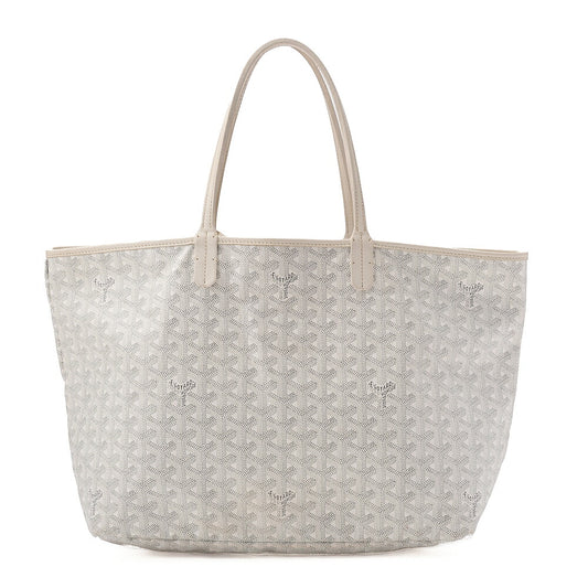 GOYARD Saint-Louis PM Tote Bag Coated Canvas White Silver-Tone Hardware, Pre-Owned