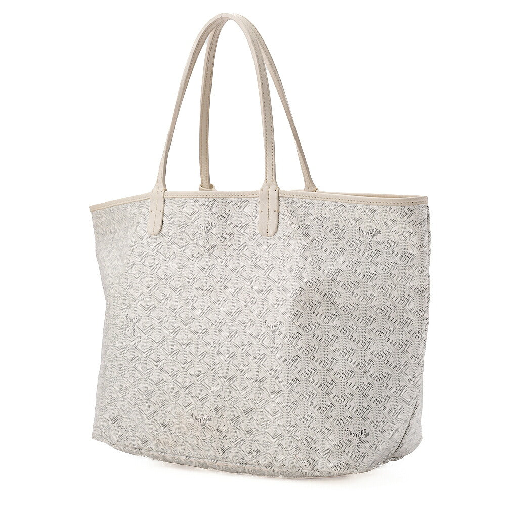 GOYARD Saint-Louis PM Tote Bag Coated Canvas White Silver-Tone Hardware, Pre-Owned