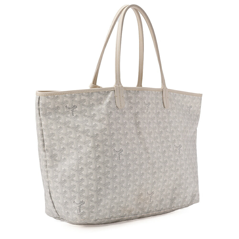 GOYARD Saint-Louis PM Tote Bag Coated Canvas White Silver-Tone Hardware, Pre-Owned