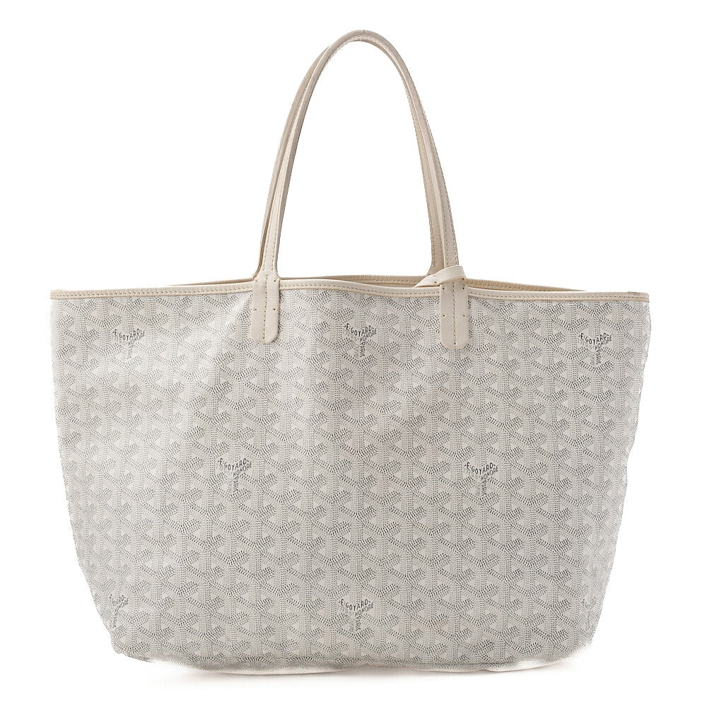 GOYARD Saint-Louis PM Tote Bag Coated Canvas White Silver-Tone Hardware, Pre-Owned
