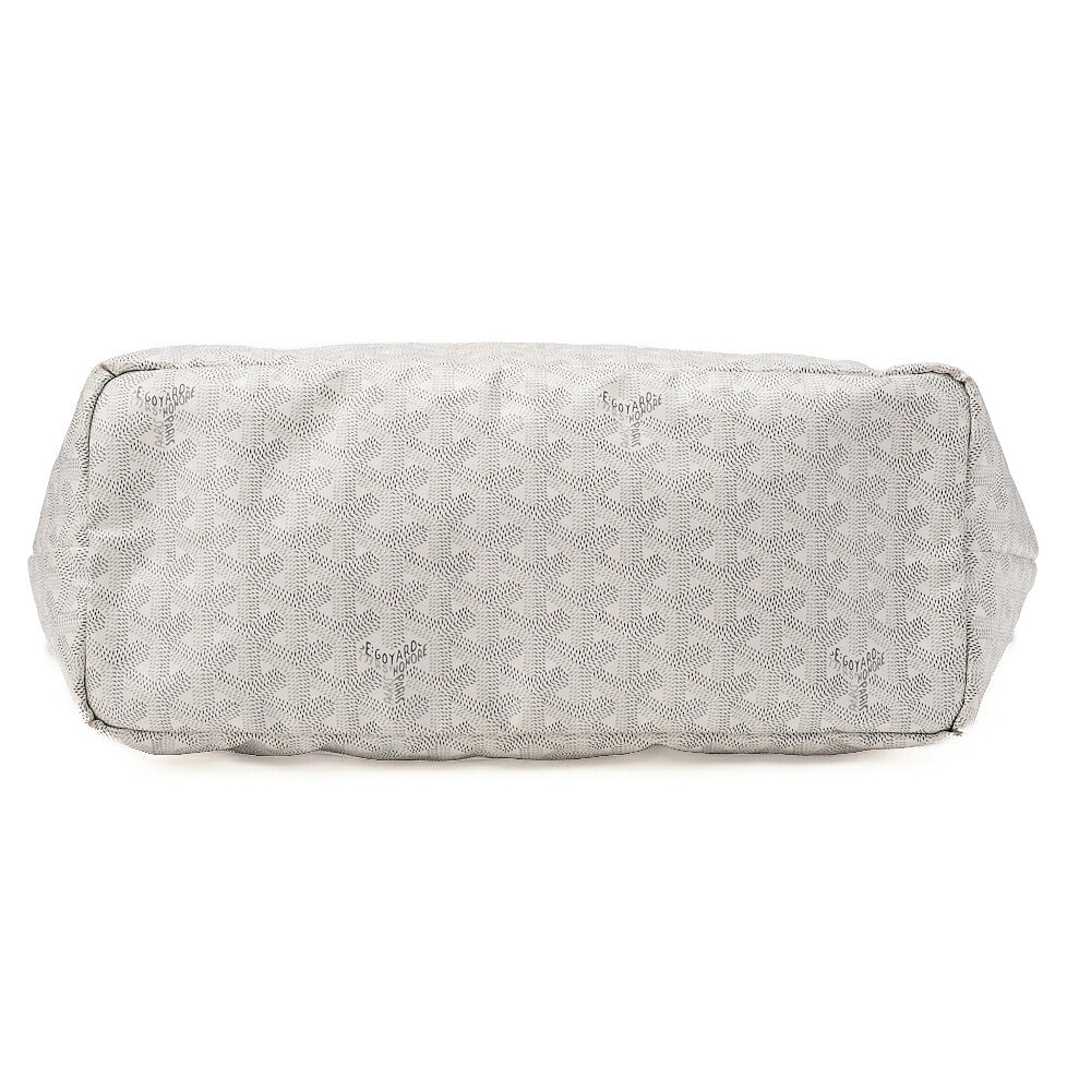 GOYARD Saint-Louis PM Tote Bag Coated Canvas White Silver-Tone Hardware, Pre-Owned