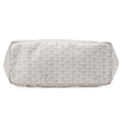 GOYARD Saint-Louis PM Tote Bag Coated Canvas White Silver-Tone Hardware, Pre-Owned