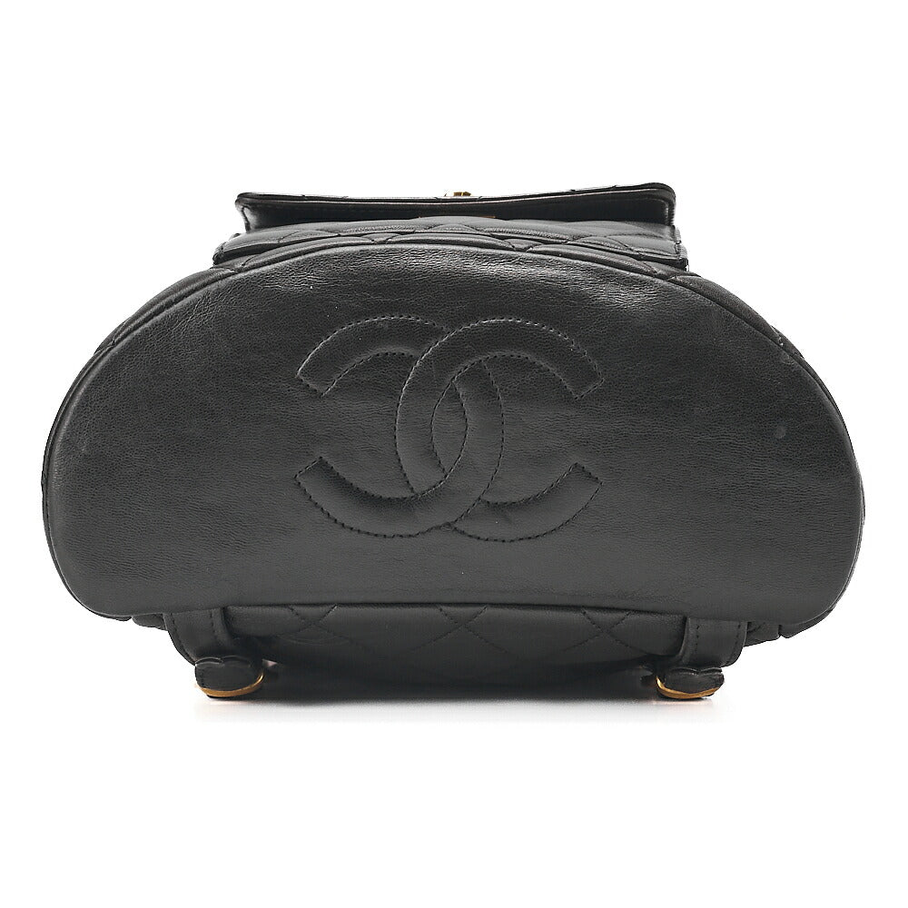 CHANEL Chanel Matelasse W Turn Lock Chain Backpack Lambskin Black Gold-Tone Hardware, Pre-Owned